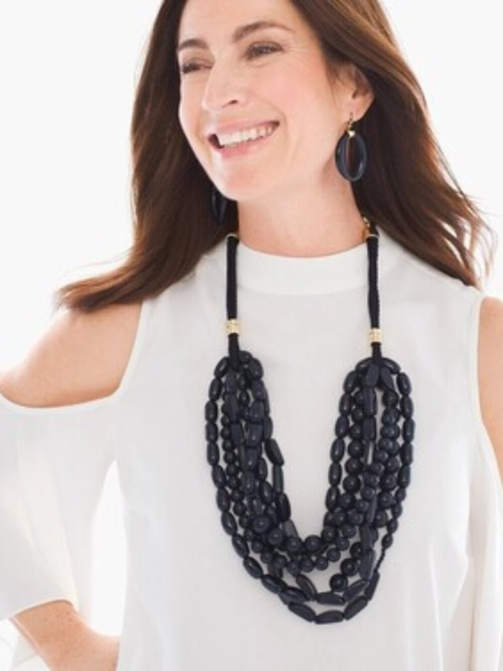 CHICO'S Nia Chunky Multi-Strand Necklace Navy Blue NWT Orig $79